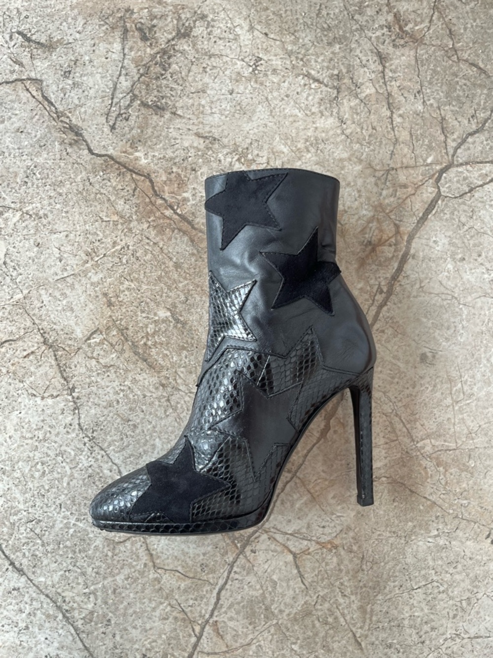Roberto Cavalli FW 2016 Star Patchwork Snakeskin Leather Suede Ankle Boots - Picture 3 of 11